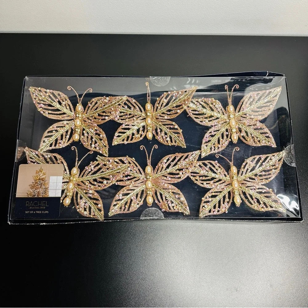 RACHEL Rachel Roy Gold- Colored Butterfly Tree Clip Ornaments NEW!4 - 4.5” - Picture 3 of 10